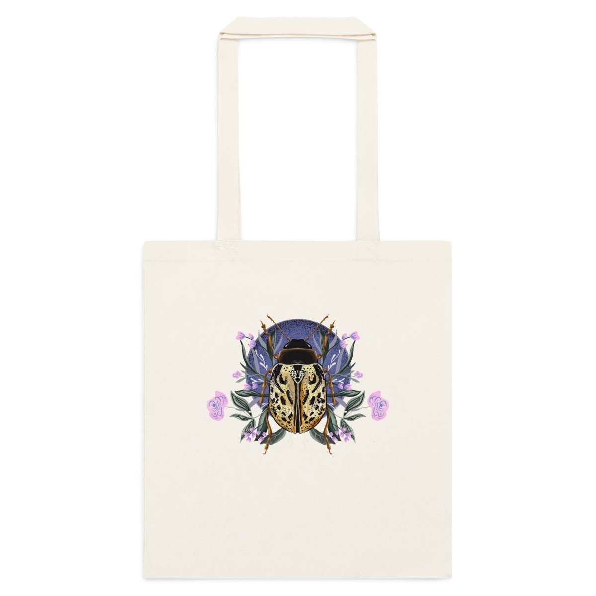 Floral Beetle - Cotton color tote bag - Christine Hellman