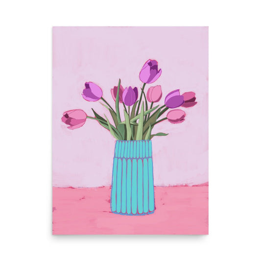 Pink and Purple Tulips Art Print - Christine Hellman