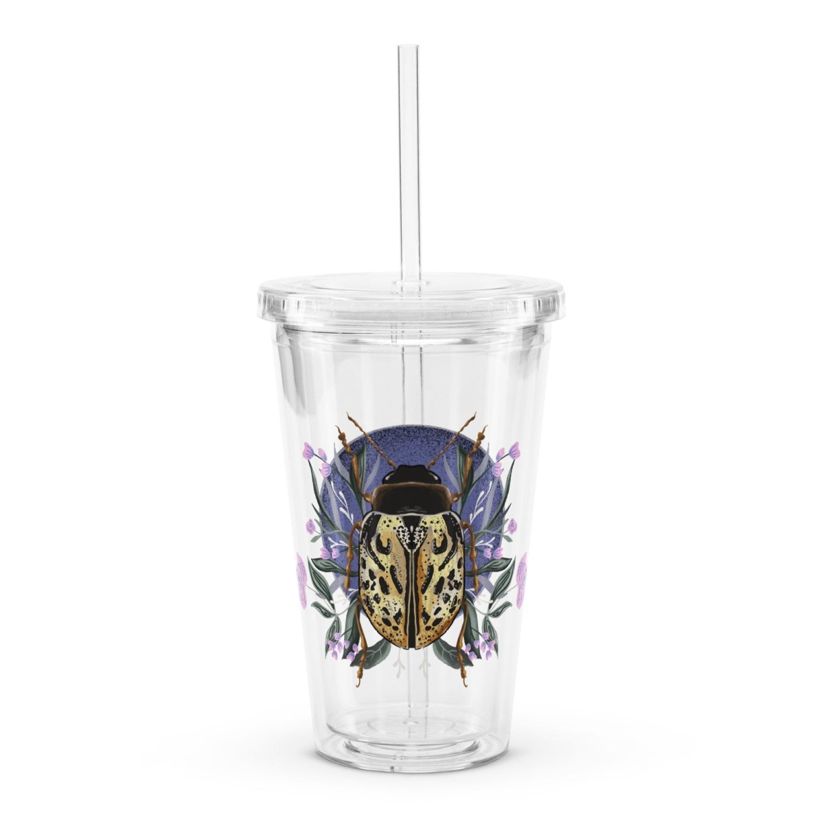 16 oz Floral Beetle Clear Plastic Tumbler - Christine Hellman