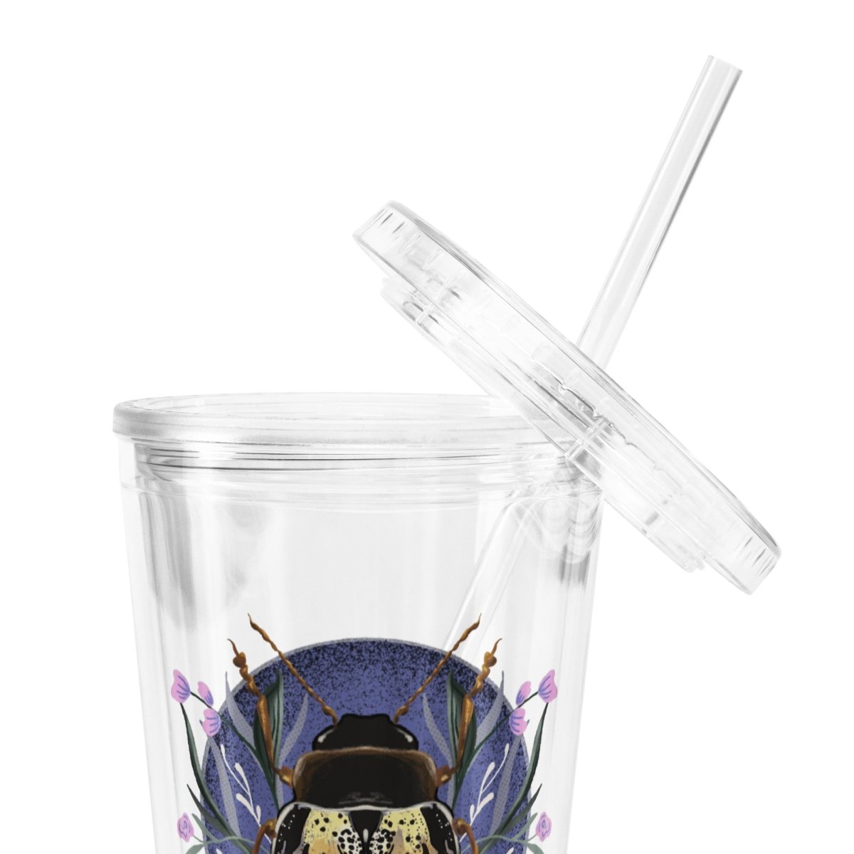 16 oz Floral Beetle Clear Plastic Tumbler - Christine Hellman