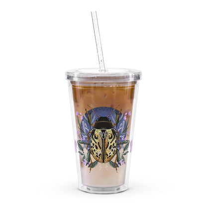 16 oz Floral Beetle Clear Plastic Tumbler - Christine Hellman