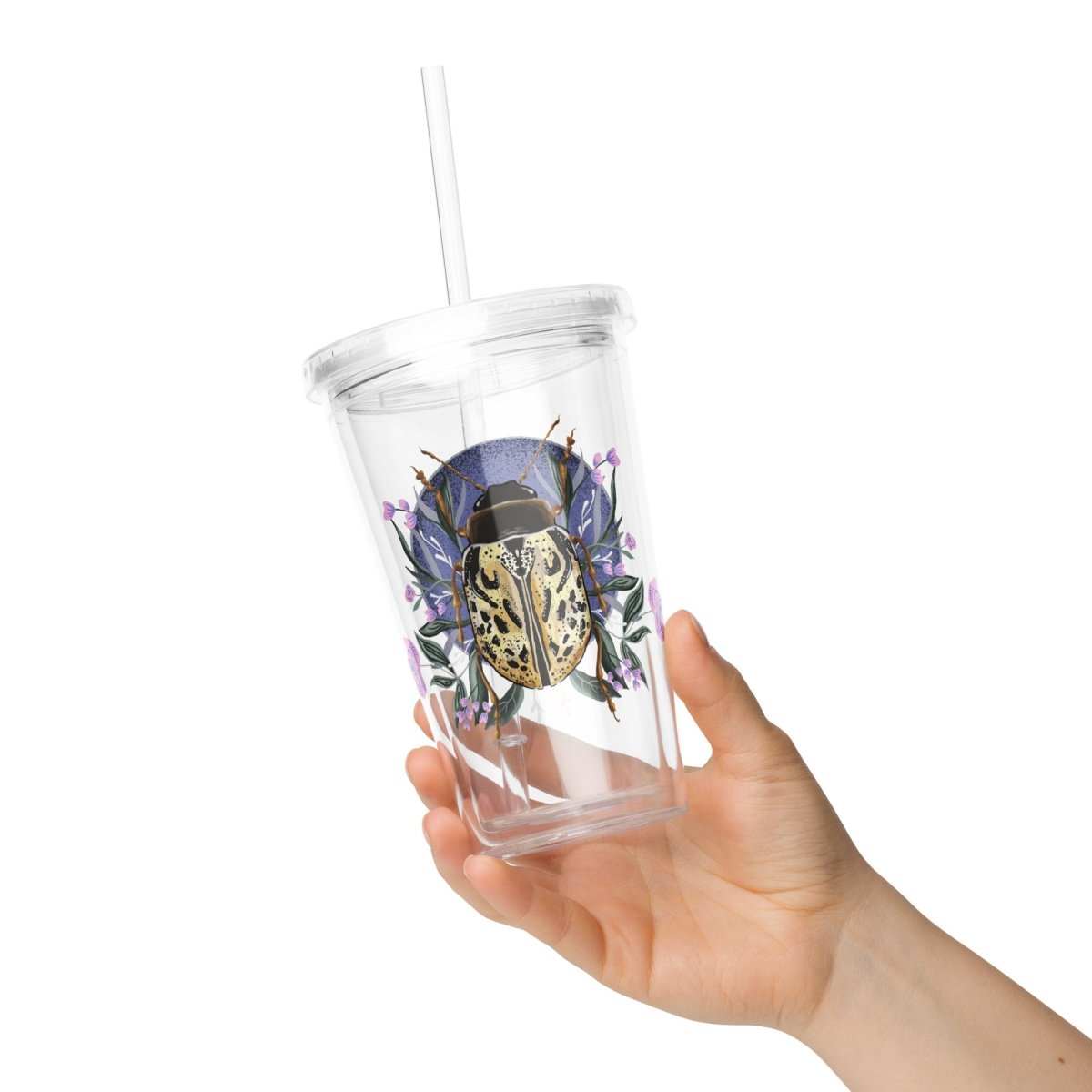 16 oz Floral Beetle Clear Plastic Tumbler - Christine Hellman