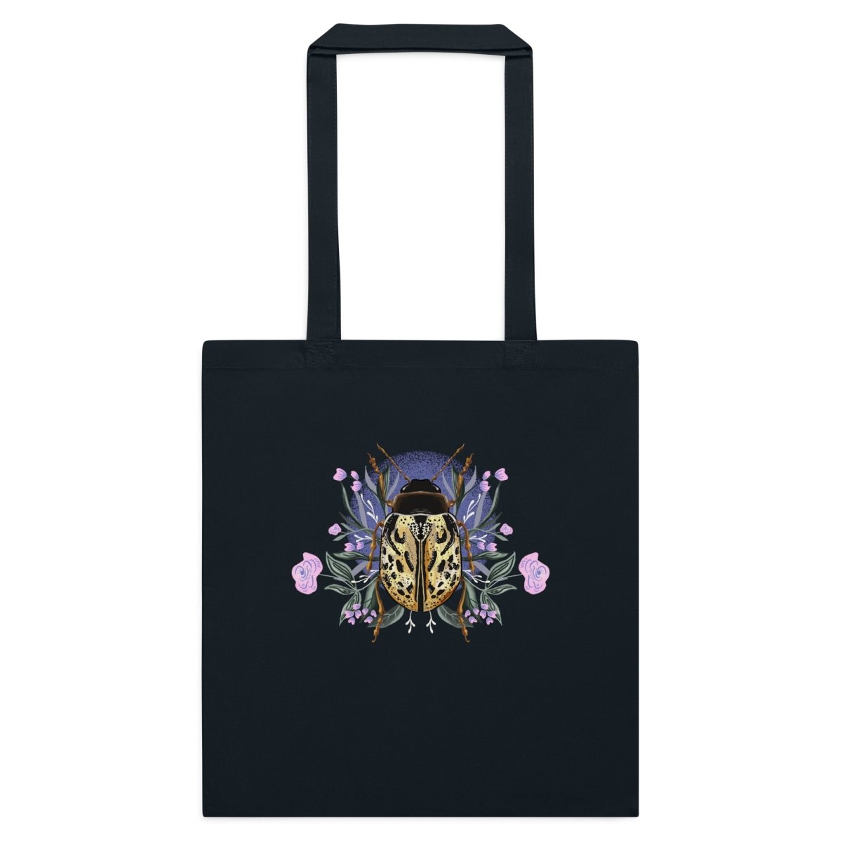 Floral Beetle - Cotton color tote bag - Christine Hellman