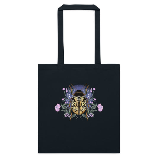 Floral Beetle - Cotton color tote bag - Christine Hellman
