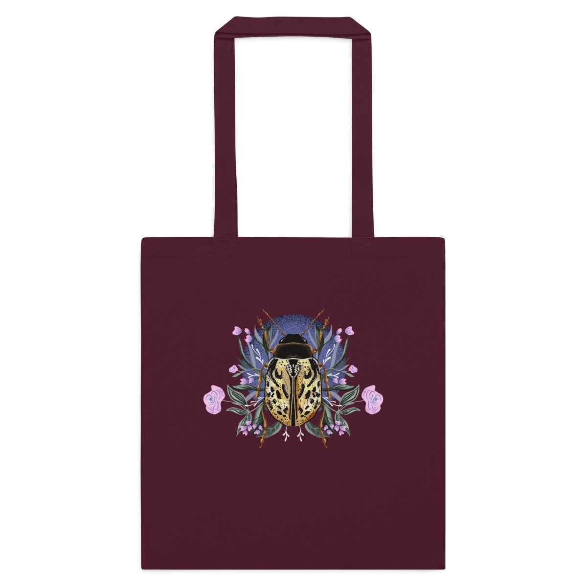 Floral Beetle - Cotton color tote bag - Christine Hellman