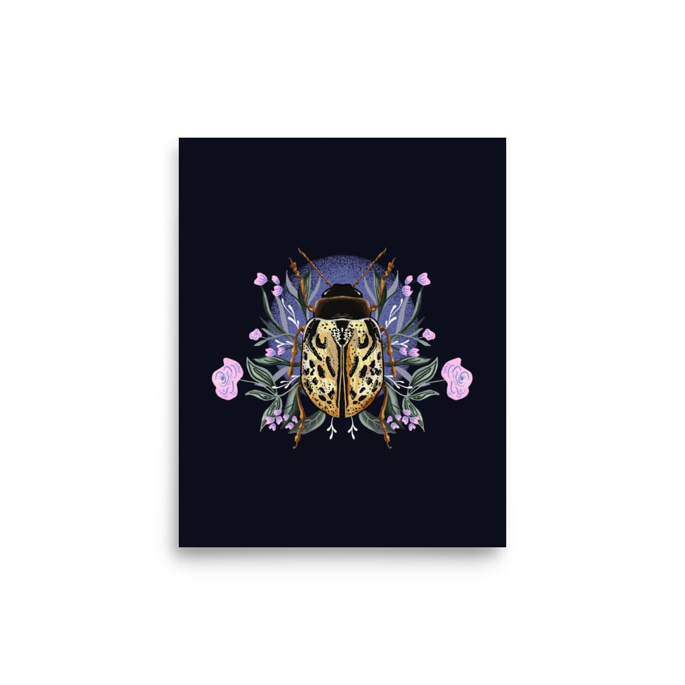Flower and Beetle Art Print - Christine Hellman