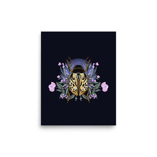Flower and Beetle Art Print - Christine Hellman