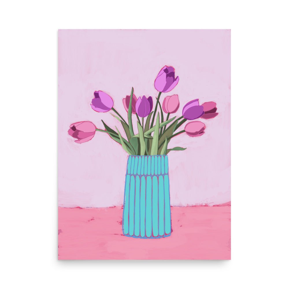Pink and Purple Tulips Art Print - Christine Hellman