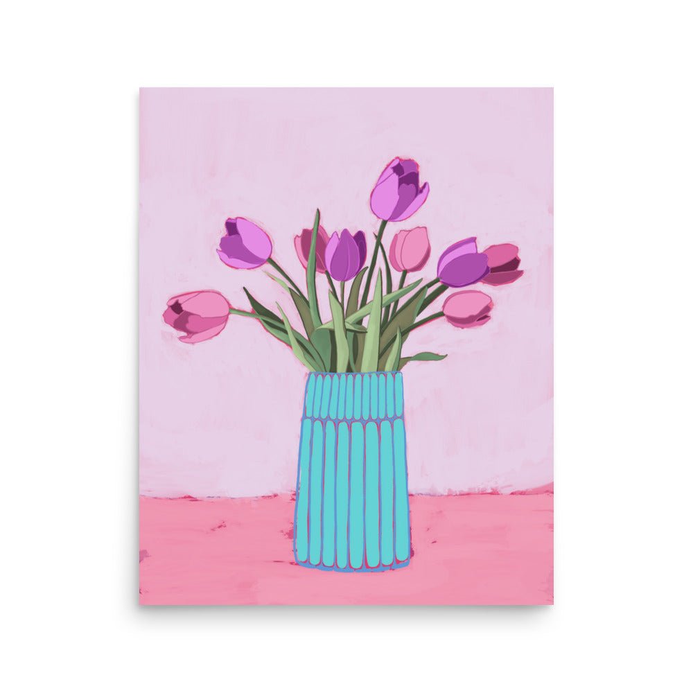 Pink and Purple Tulips Art Print - Christine Hellman