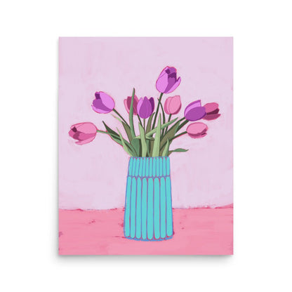 Pink and Purple Tulips Art Print - Christine Hellman