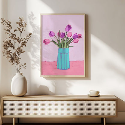 Pink Tulips Art Print - Christine Hellman