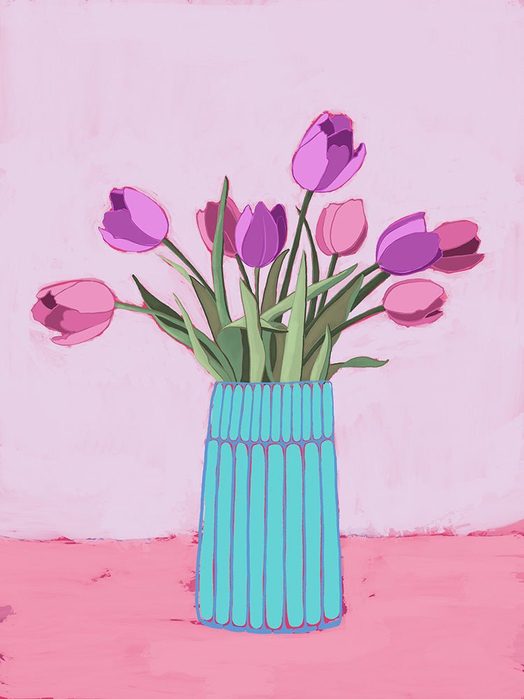 Pink Tulips Art Print - Christine Hellman